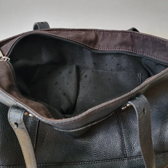 FOSSIL Black Leather Maddox XL Laptop Work Tote Shoulder Bag - Picture 10 of 13